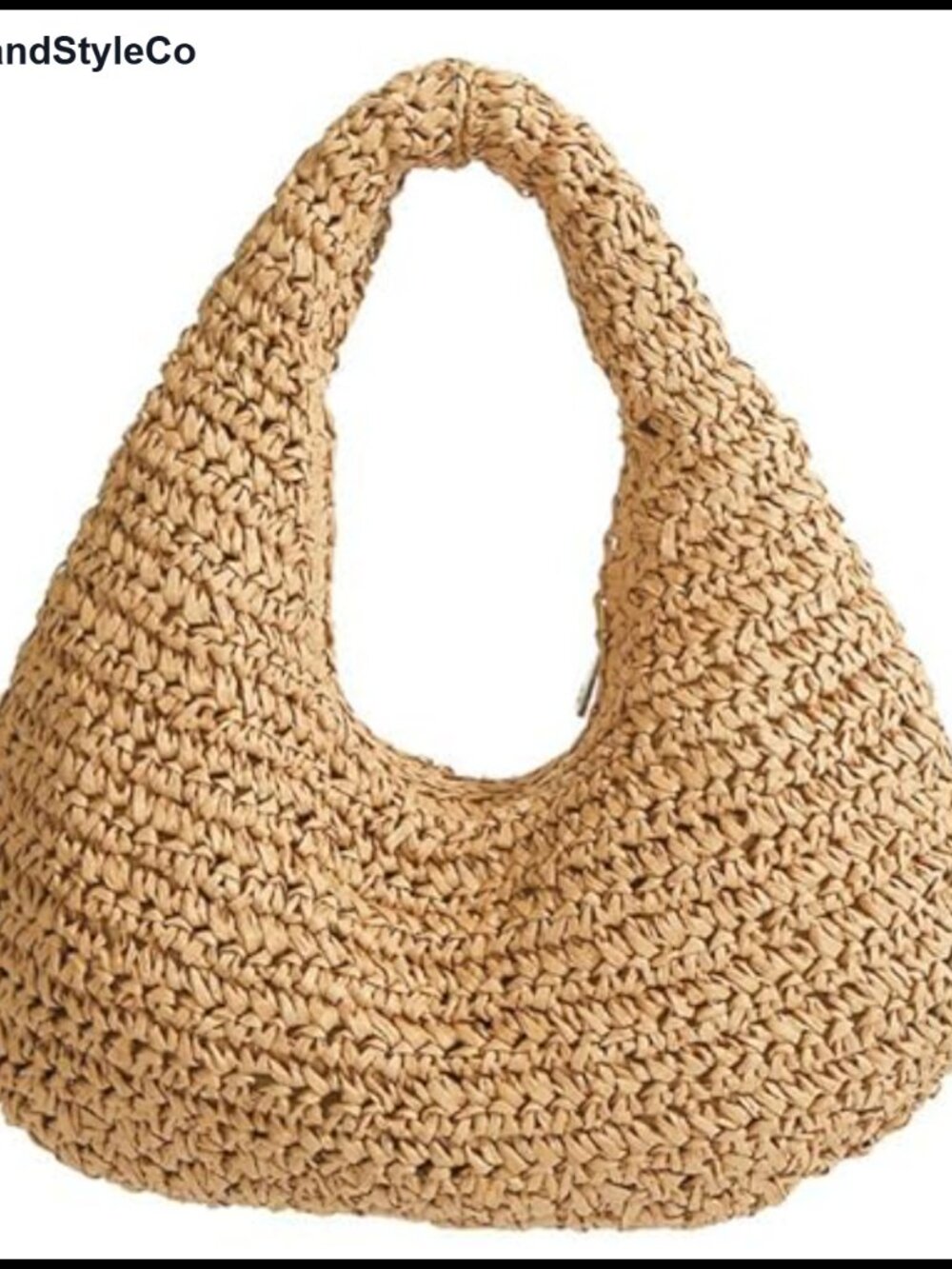 Crescent Straw Shoulder Handbag Woven Raffia Purse